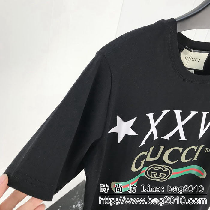 Gucci古奇 19ss新款短袖 xxv系列logo 採用絲光面料 三標齊全男女同款 ydi2272